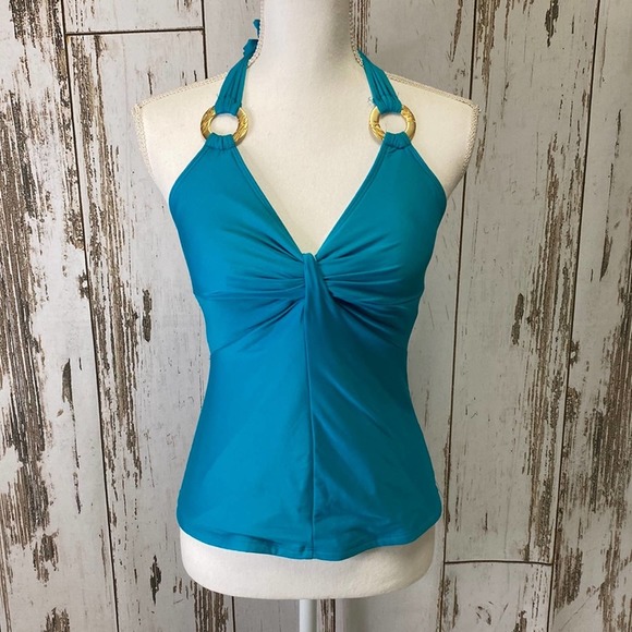 Antonio Melani Other - Antonio Melani Solid Teal Halter TieTankini